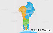 Political 3D Map of Benin, single color outside, bathymetry sea