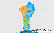 Political 3D Map of Benin, single color outside, satellite sea