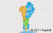 Political 3D Map of Benin, single color outside, shaded relief sea