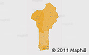 Political Shades 3D Map of Benin, cropped outside