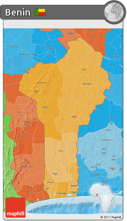 Political Shades 3D Map of Benin