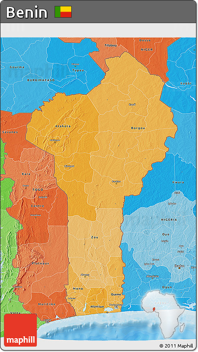 Political Shades 3D Map of Benin