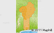 Political Shades 3D Map of Benin, physical outside