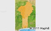 Political Shades 3D Map of Benin, satellite outside, bathymetry sea