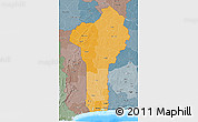 Political Shades 3D Map of Benin, semi-desaturated, land only