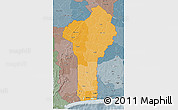 Political Shades 3D Map of Benin, semi-desaturated