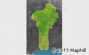Satellite 3D Map of Benin, darken, desaturated, land only