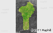 Satellite 3D Map of Benin, darken, desaturated