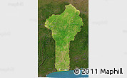 Satellite 3D Map of Benin, darken, land only