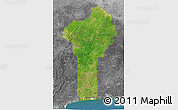 Satellite 3D Map of Benin, desaturated, land only