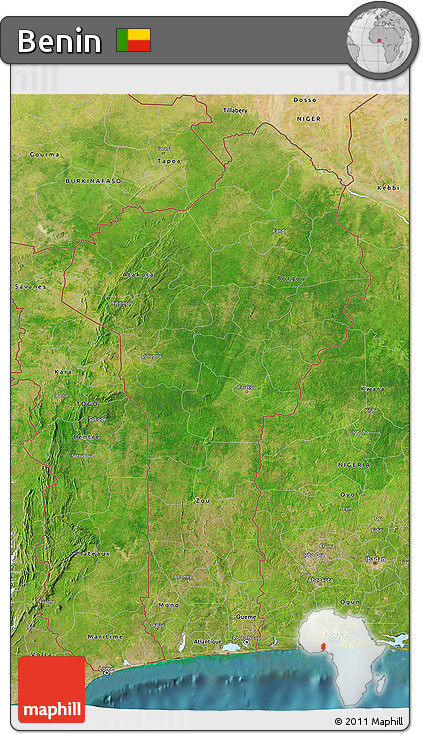 Satellite 3D Map of Benin