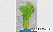 Satellite 3D Map of Benin, lighten, desaturated, land only