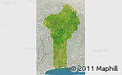 Satellite 3D Map of Benin, lighten, semi-desaturated, land only