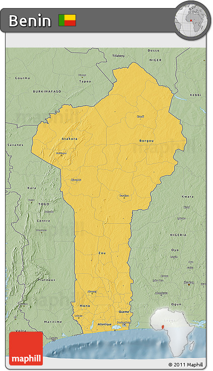 Savanna Style 3D Map of Benin