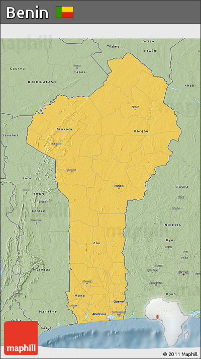 Savanna Style 3D Map of Benin