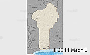 Shaded Relief 3D Map of Benin, darken, desaturated, land only