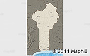 Shaded Relief 3D Map of Benin, darken, land only