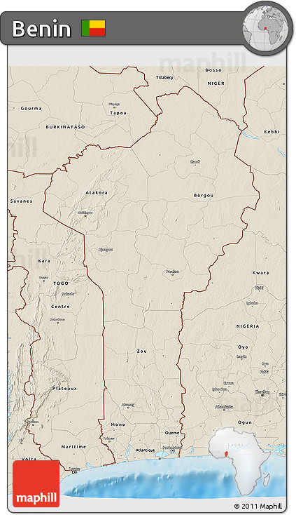 Shaded Relief 3D Map of Benin