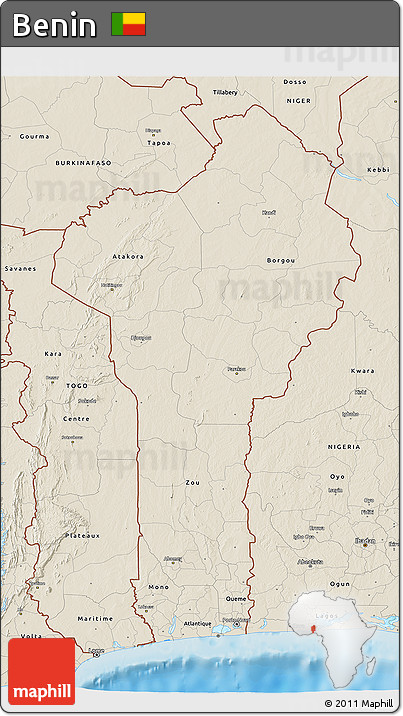 Shaded Relief 3D Map of Benin