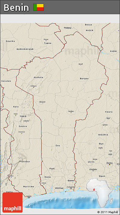 Shaded Relief 3D Map of Benin