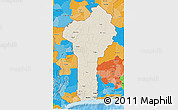 Shaded Relief 3D Map of Benin, political outside, shaded relief sea