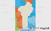 Shaded Relief 3D Map of Benin, political shades outside