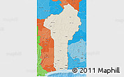 Shaded Relief 3D Map of Benin, political shades outside, shaded relief sea