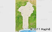 Shaded Relief 3D Map of Benin, satellite outside, shaded relief sea