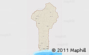 Shaded Relief 3D Map of Benin, single color outside, bathymetry sea