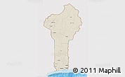 Shaded Relief 3D Map of Benin, single color outside