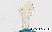 Shaded Relief 3D Map of Benin, single color outside, satellite sea