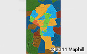 Political 3D Map of Atakora, darken