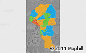 Political 3D Map of Atakora, desaturated