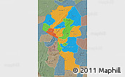 Political 3D Map of Atakora, semi-desaturated