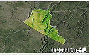 Satellite 3D Map of Boukoumbe, darken, semi-desaturated