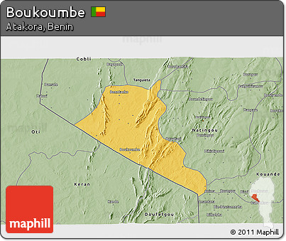 Savanna Style 3D Map of Boukoumbe