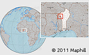 Gray Location Map of Boukoumbe, highlighted country, within the entire country, hill shading
