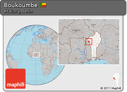 Gray Location Map of Boukoumbe, highlighted country