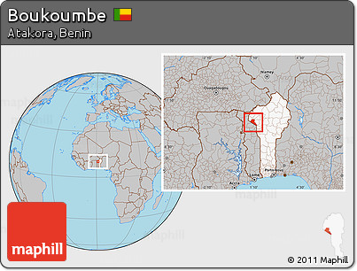 Gray Location Map of Boukoumbe, highlighted country