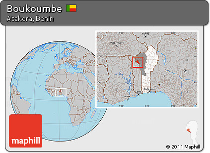 Gray Location Map of Boukoumbe, highlighted country, highlighted parent region, within the entire country