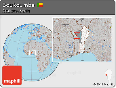 Gray Location Map of Boukoumbe, highlighted country, highlighted parent region, within the entire country