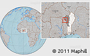 Gray Location Map of Boukoumbe, highlighted country, highlighted parent region, hill shading