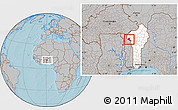 Gray Location Map of Boukoumbe, highlighted country, hill shading