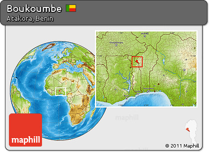 Physical Location Map of Boukoumbe, within the entire country