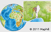 Physical Location Map of Boukoumbe, highlighted country, highlighted parent region, within the entire country