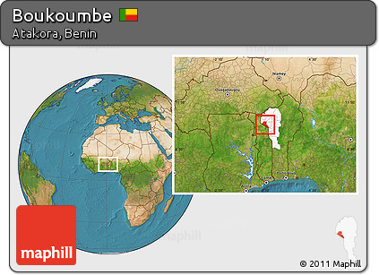 Satellite Location Map of Boukoumbe, highlighted parent region