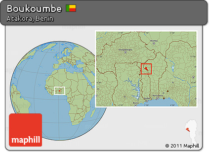 Savanna Style Location Map of Boukoumbe