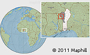 Savanna Style Location Map of Boukoumbe, highlighted country, highlighted parent region, within the entire country, hill shading