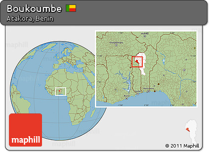 Savanna Style Location Map of Boukoumbe, highlighted parent region, within the entire country