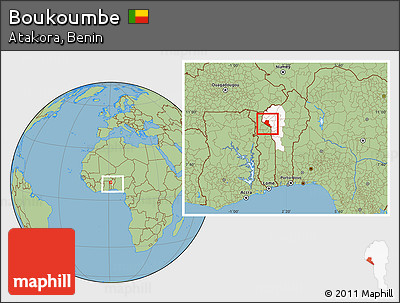 Savanna Style Location Map of Boukoumbe, highlighted parent region, within the entire country
